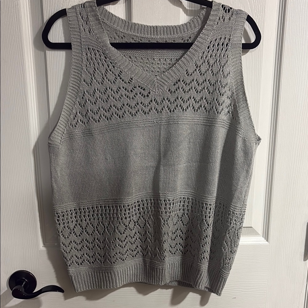 Gray Knit Sleeveless Top